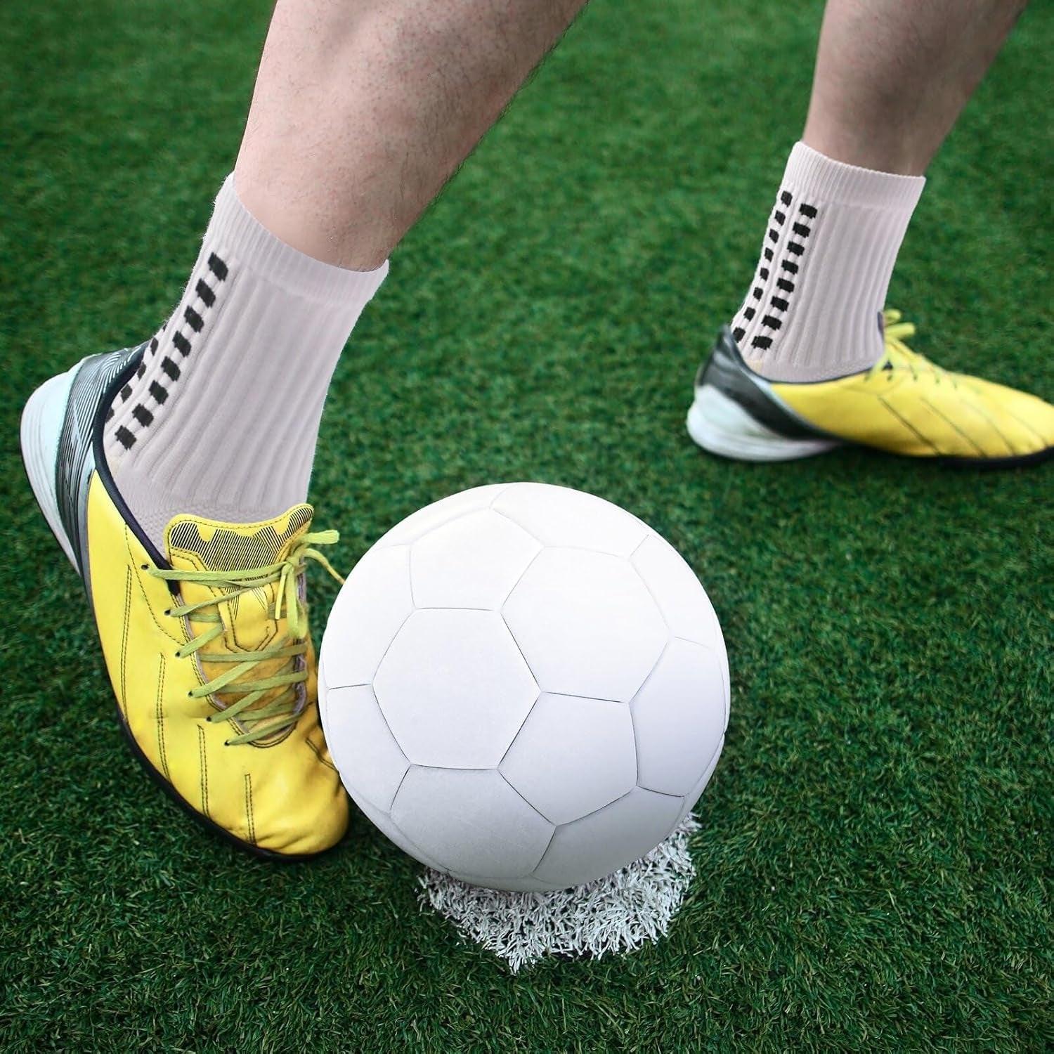 4 Pairs Mens Grip Soccer Socks Non Slip Grippy Women Socks for Football Basketball Sports