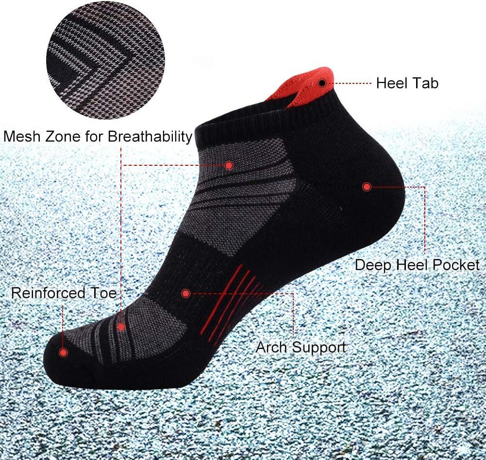 Mens Ankle Low Cut Athletic Tab Socks for Men Sport Comfort Cushion Sock 6 Pack