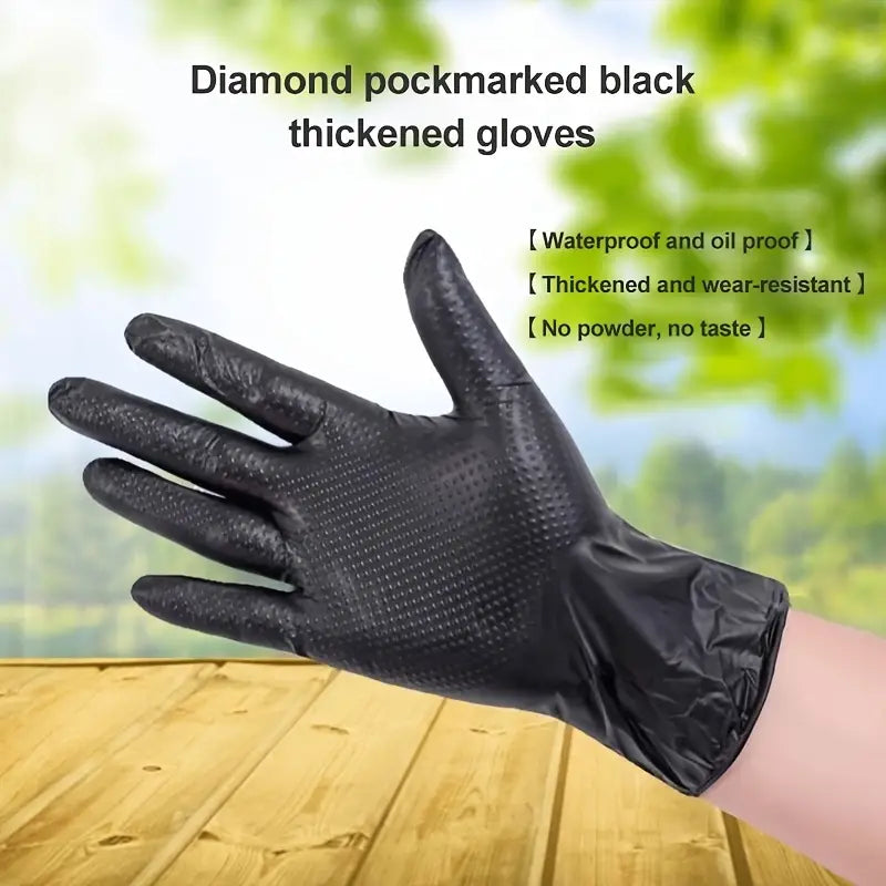 Black Diamond nitrile gloves providing durable hand protection for industrial and medical use