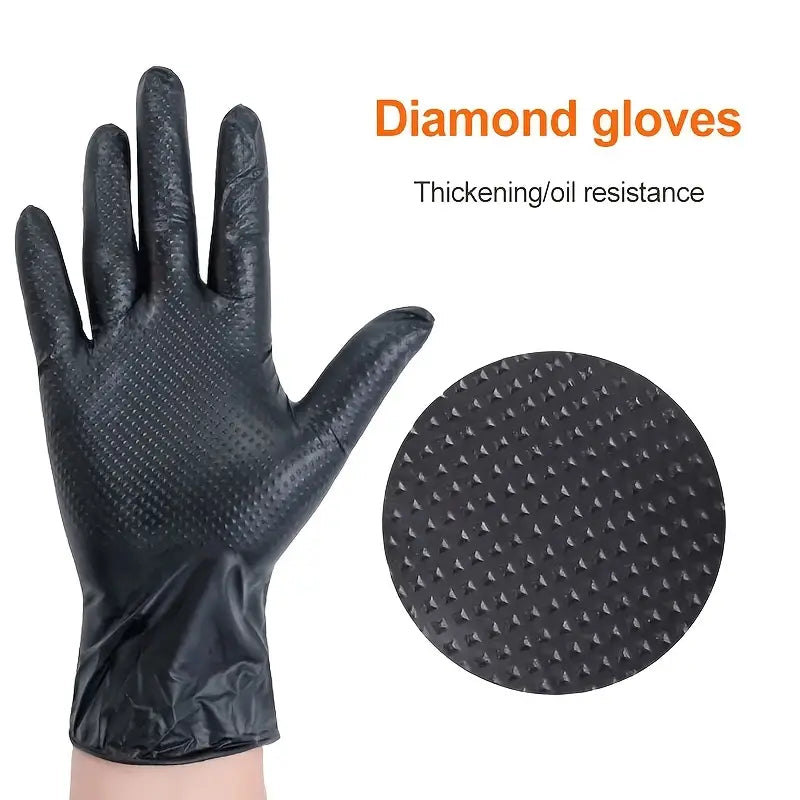 Black Diamond nitrile gloves providing durable hand protection for industrial and medical use